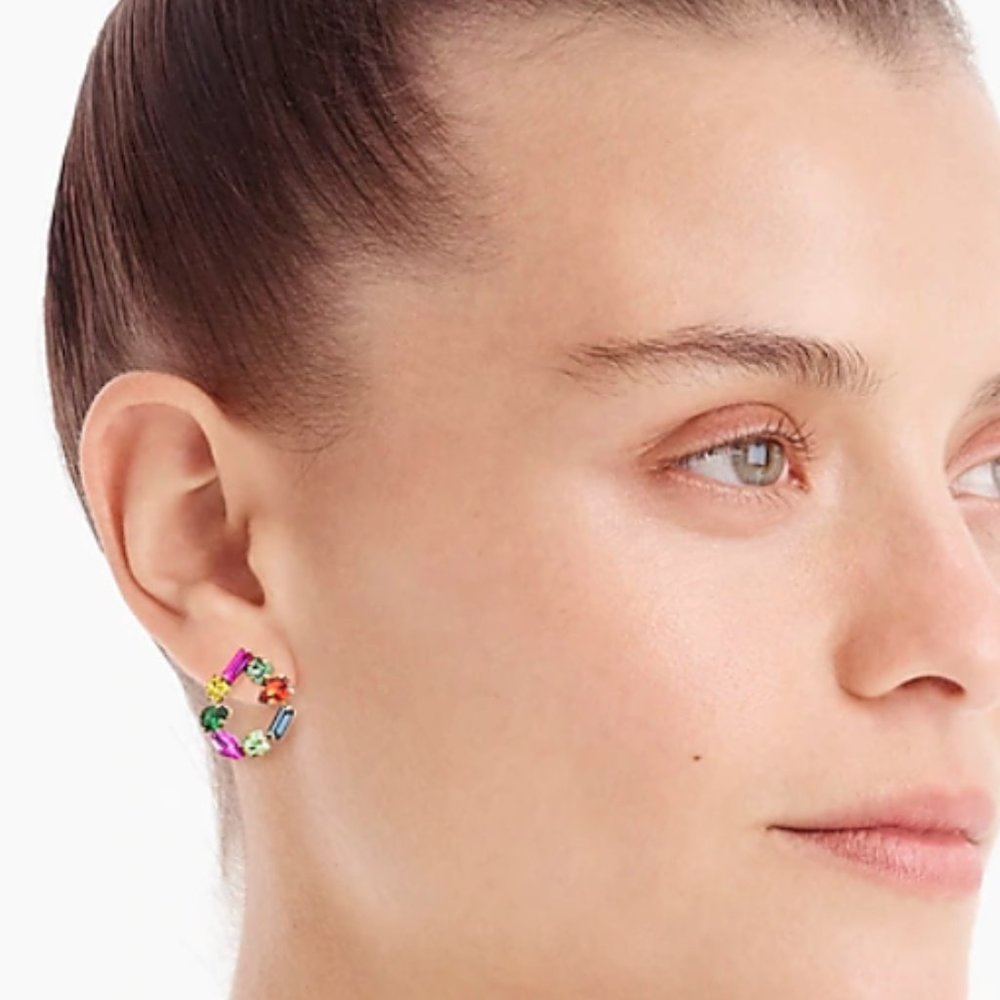J. Crew | Crystal open multicolor circle earrings